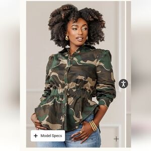 Camouflage Button-Up Women Top